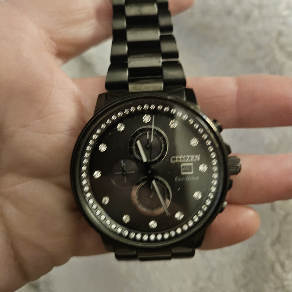 Citizen Eco-Drive Black Watch with Crystal Accents - Picture 2 of 8